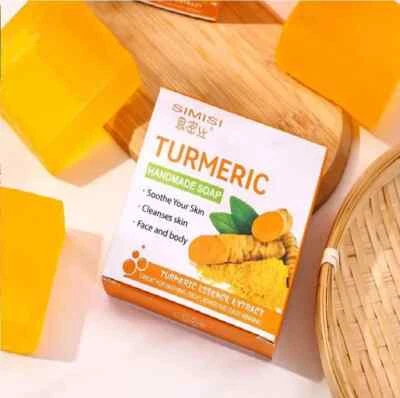 SIMISI 1-3X Turmeric Soap Skin Whitening Dark Spots Lightening Acne Brightening Tumeric