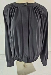 Banana Republic GTHRD Bomber Black Button Up Jacket Women's Sz L NWT V/311217 - Picture 1 of 11