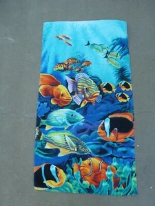 Vintage HILASAL Ocean Fish Beach Towel  53” x 27” Sea Life 100% Cotton - Picture 1 of 11