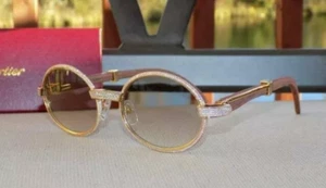 Rare Cubic-laced Cartier Giverny Bubinga Wood Sunglasses - Picture 1 of 12