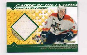 2002-03 BOWMAN YOUNGSTARS FABRIC OF THE FUTURE GAME WORN JERSEYS JAY BOUWMEESTER