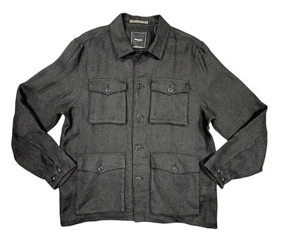 Todd Snyder Safari Shirt Jacket Italian Linen 4-pocket Black sz L New Tag $598 - Image 1 of 4