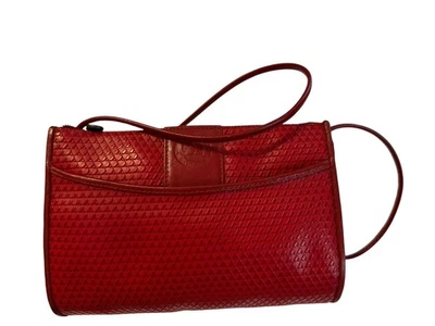 Vintage Red Liz Claiborne Purse Triangle Logo Shoulder Crossbody Bag Korea 1983 - Image 1 of 4