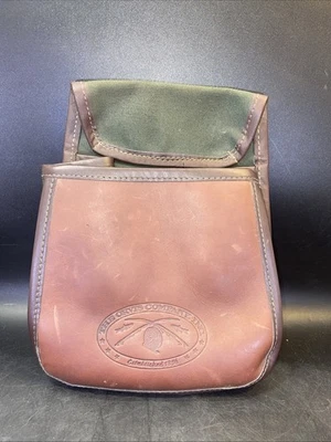 "Bolso de cuero de lona verde Orvis vintage raro pesca con mosca caza 10""" Foto 1 de 4