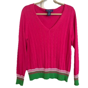 Suéter Evan Picone Para Mujer XL Clásico Ligero Tejido con Cable Cuello en V Preppy - Imagen 1 de 7