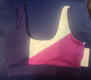 Wilo The Label Damen Medium Color Block Scoop Sport BH Navy Pink Yoga Gym - Bild 1 von 3
