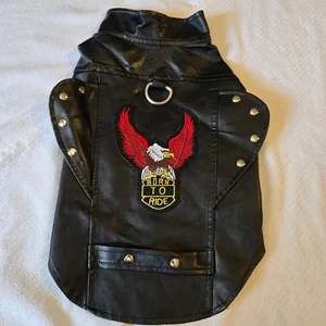 Dog Biker Jacket Born To Ride Vest Studded Motorcycle Apparel Pet Costume - Picture 1 of 8