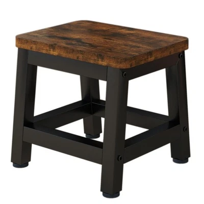 Taburete de cabecera de madera para camas altas taburete antideslizante marrón rústico Foto 1 de 4