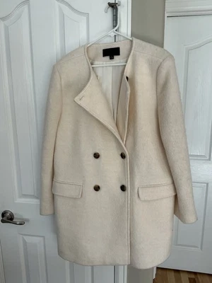 Casaco Ann Taylor de lã gola redonda Boucle creme tamanho XXL forrado 2XL US$ 258 - Imagem 1 de 4