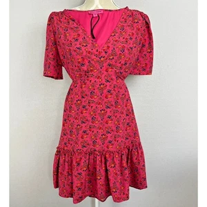 BETSY JOHNSON Y2K Retro Mini Dress Pink Floral Puff Sleeves Sz Small Coquette - Bild 1 von 8