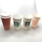 Starbucks Reusable Cups Tumbler Plastic Recyclable  16 Oz Grande Lot Of 4,1 Lid=