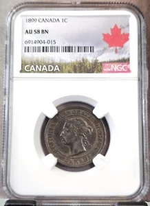 1899 CANADA 1 CENT 1C QUEEN VICTORIA NGC AU 58 BN GOOD EYE APPEAL - Picture 1 of 3