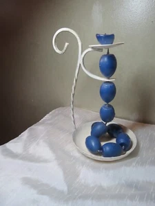 Mid Century German candle holder, white wrought iron with candles - Picture 1 of 10