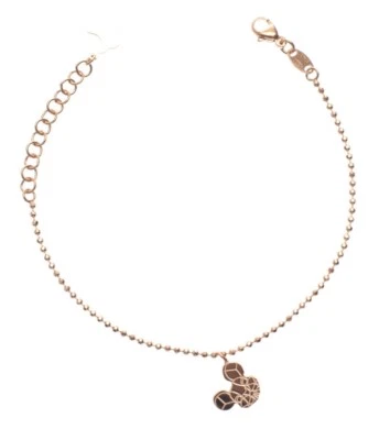 Pulsera con dije de ratón chapada en oro rosa de 18 quilates con mini cadena de cuentas nueva Foto 1 de 4