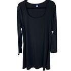 Old Navy A-Line Knit Dress Size XL Black Wide Ribbed Long Sleeves NEW