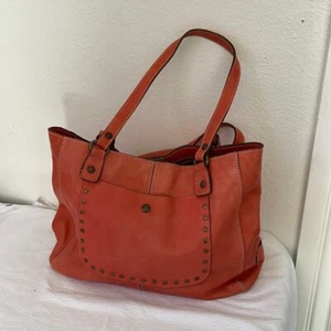 Patricia Nash boho western weave leather coral/orange Tote large bag - Picture 1 of 8