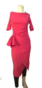 Nuevo con etiquetas Vestido Drapeado Chiara Boni Mimmaly Imitación Envoltura 6 US/42IT en Fucsia - Imagen 1 de 21