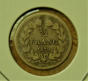 1839 A 1/2 Franc - Louis-Philippe - France Paris Silver Coin - Picture 1 of 2