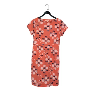White Stuff Coral Papaya Pink Floral Fitted Midi Dress - Size 12 - Picture 1 of 8