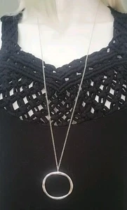Gorjana Necklace 34" Adjustable Chain Big Circle Pendant, Striking - Picture 1 of 5