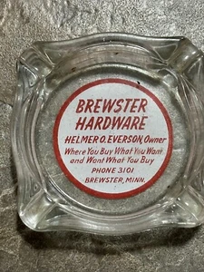 Vintage Brewster Hardware 4 Digit Phone Number Brewster Minnesota Ashtray - Picture 1 of 8
