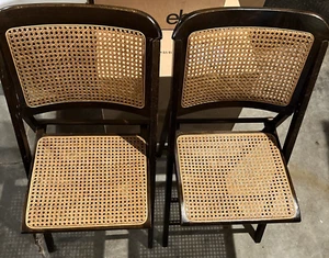 Italian Made Pair of Folding Chairs With Solid Beech Wood - RARE Vintage - Picture 1 of 21
