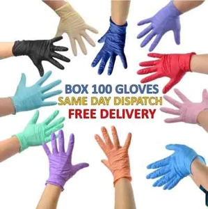 GUANTES UNIGLOVES GUANTES DE NITRILO DESECHABLES SIN POLVO LÁTEX AZUL NEGRO ROSA - Imagen 1 de 6