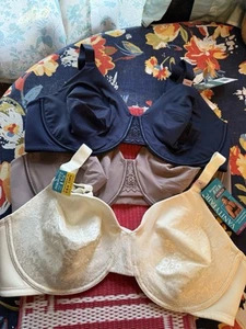 Vanity Fair Bra Womens 44D Cream,Beige, NAVY X3 - Picture 1 of 4