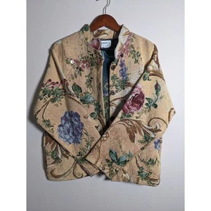 Vintage sugar street weavers tan floral woven jacket size large - Picture 1 of 6