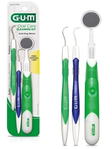 Lot 2 GUM Oral Care Dental Cleaning Kit Mirror w/Light Metal Pick Scaler - Bild 1 von 9
