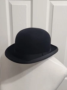 JOHN B STETSON Black Bowler Hat Vintage Mens 7 1/4 - Picture 1 of 22