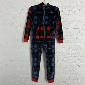 Cat & Jack Boys Pajamas M (8) Blue Paid Fleece One Piece Full Zip AJ1 - Picture 1 of 6