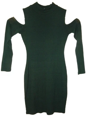 Vestido Bodycon Charlotte Russe FESTIVE HOLIDAY verde ombro espreita costela malha-XS - Imagem 1 de 4