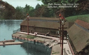 MANCHESTER NH PINE ISLAND PARK BATH HOUSE c1910 VINTAGE POSTCARD 070525 U - Imagen 1 de 2