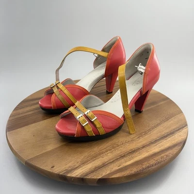Ziera Women's Size 7.5-8 Red/Orange/Yellow Open Toe Heels - Image 1 of 4