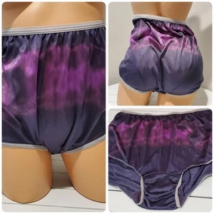 VTG Carole Granny Panty Wide Gusset Shiny 10/3XL Purple Darkness Rainbow Shift - Picture 1 of 4