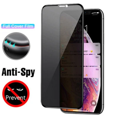 Full Cover Anti Spy Screen Protector For iPhone 14 12 13 11 Pro Max XR XS 7 8 SE - Image 1 of 4