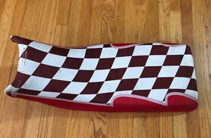 Vintage HONDA ? VESPA? MOTORCYCLE SEAT w/pan Red White Checkerboard 31 X 12” - Picture 1 of 11