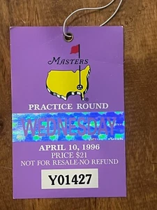 1996 Masters Badge Ticket - Tuesday Practice Round - Nick Faldo Champion - Picture 1 of 2