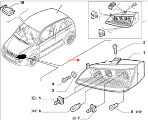 51747606 - Faro proiettore anteriore destro FIAT Idea / Multipla - Foto 1 di 1