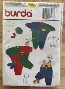 BURDA INFANT ROMPER & HAT PATTERN 4980 SIZE 3MO-2YRS NEW - Picture 1 of 2