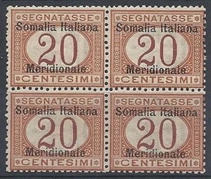 1906 SOMALIA SEGNATASSE 20 C QUARTINA MNH ** - RR8967 - Picture 1 of 1