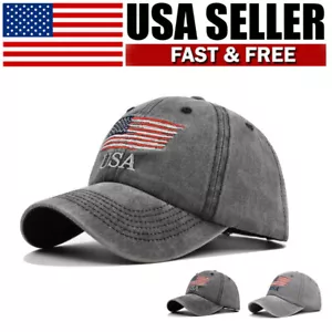 Adjustable American USA Flag Embroidered Hat Baseball Cap - Picture 1 of 9