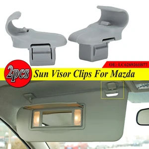 Pair For Mazda3 BK 6 GG1 CX-7 CX-9 RX-8 Gray Sun Visor Clip Hook # LC6269261B77 - Picture 1 of 6
