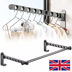 Wall Mounted Hanging Airer Folding Clothes Hanger Drying Rack Garment Organizer - Picture 1 of 14
