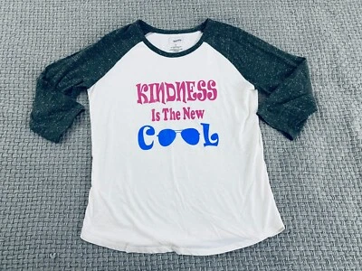 Sonoma Kindness Is The New Cool Womens 3/4 Sleeve Baseball T Shirt White Large - Image 1 of 4