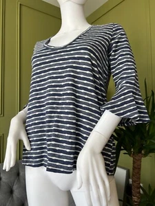 Top Sol Angeles x Anthropologie taglia S maglia a pois a righe nautiche manica a campana 3/4 - Foto 1 di 5