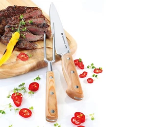 Zassenhaus: Set Roast : Tranchiergabel + Messer Zum Roast Griff Holz Pakka - Bild 1 von 1