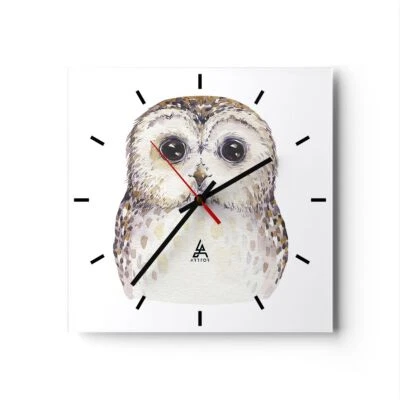 Horloge murale en verre 40x40cm Chouette Chouette Hulotte Graphiques Wall Clock - Photo 1/4