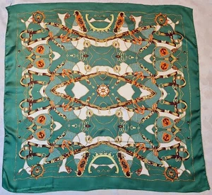 SCHAL VINTAGE AUTHENTISCH NAUTISCHE KUNST SEILE ANKER GRÜN SATIN 32" QUADRATISCH - Bild 1 von 3
